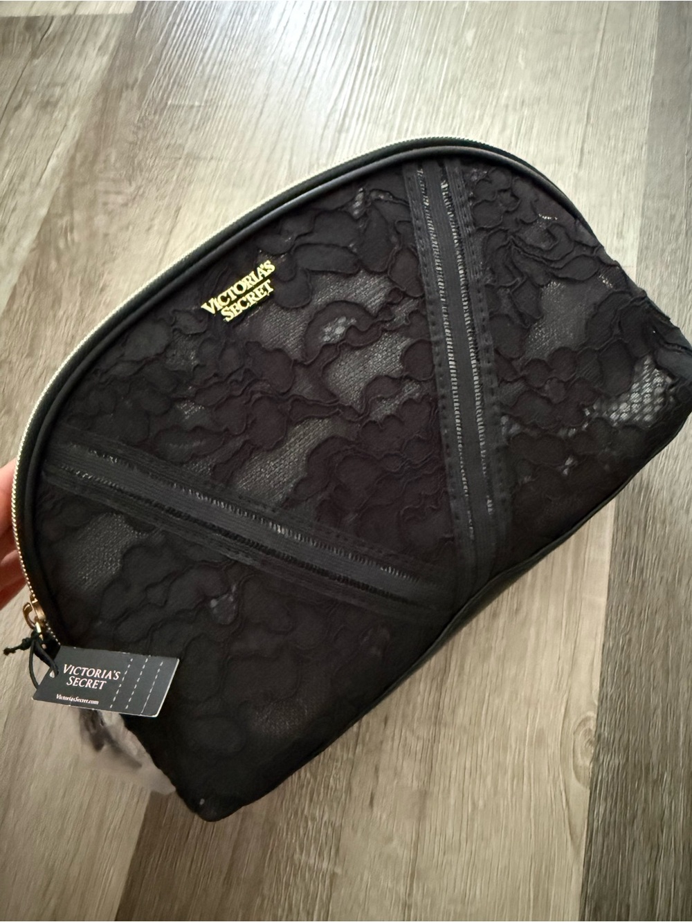 Victoria's Secret Black Lace Travel Cosmetic Pouch